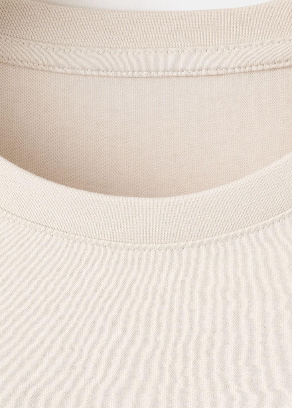 Beige Printed Cotton-Blend T-Shirt, Light Beige, large image number 4