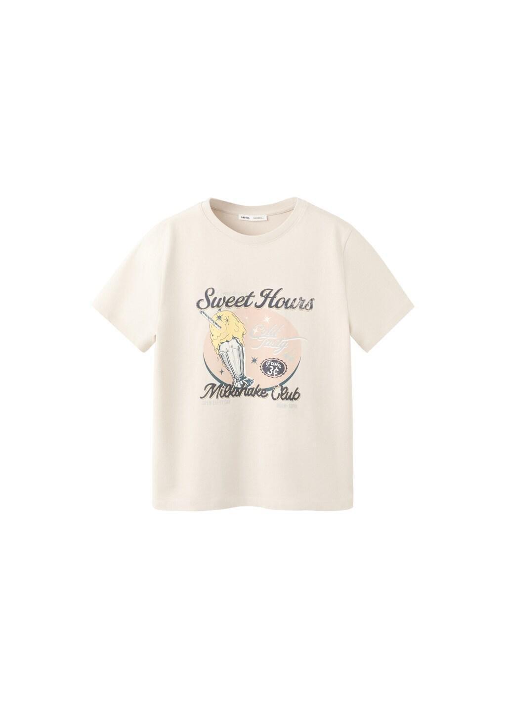 Beige Printed Cotton-Blend T-Shirt, Light Beige, large image number 5