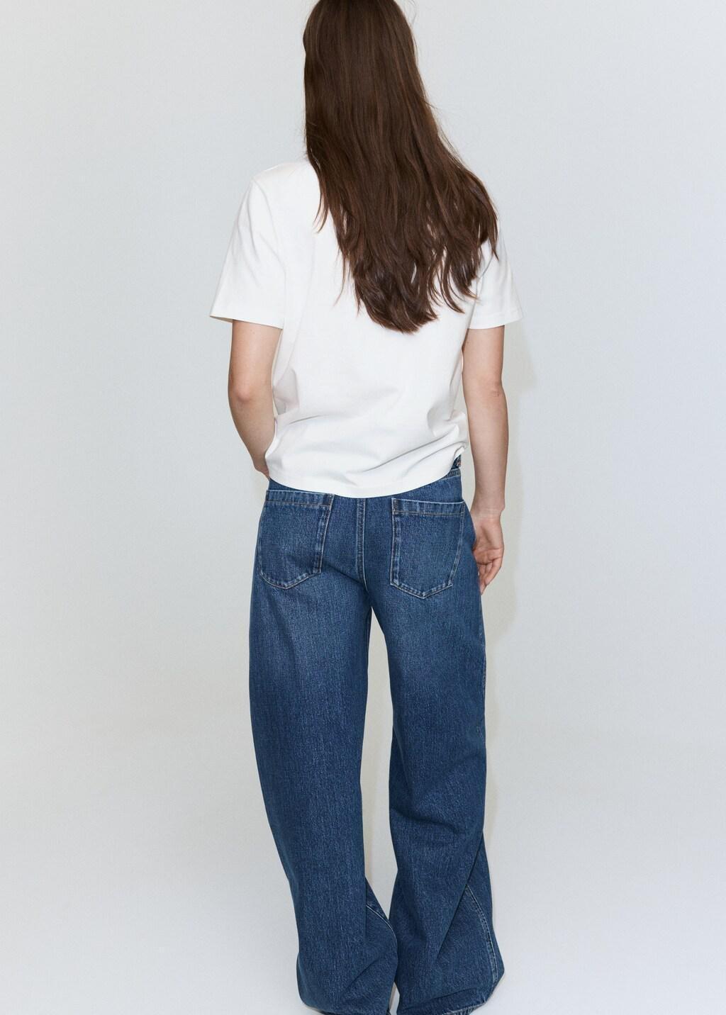 Blue Printed Cotton-Blend T-Shirt, Medium Blue, medium