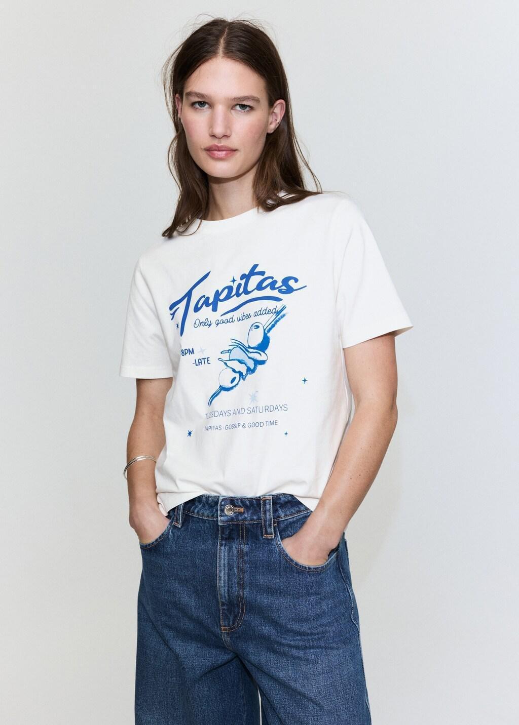 Blue Printed Cotton-Blend T-Shirt, Medium Blue, large image number 3