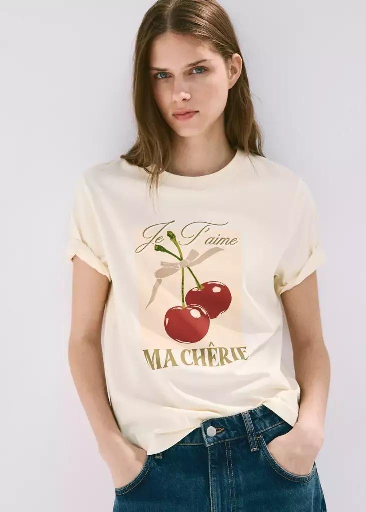 Red Printed Cotton-Blend T-Shirt, Red, medium