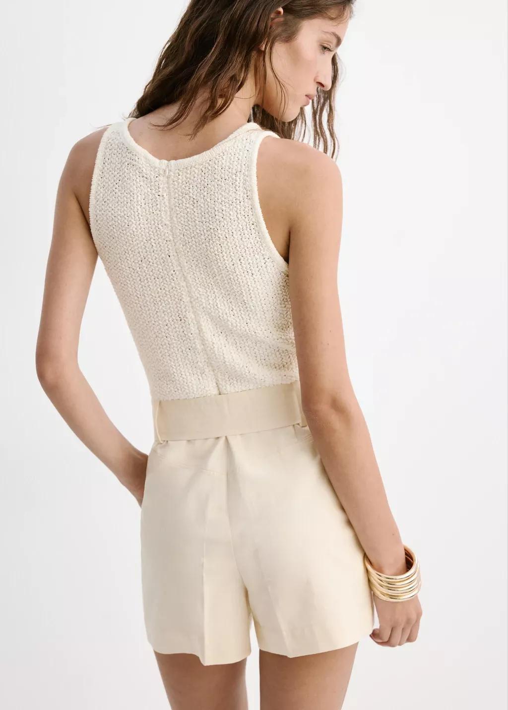 LIGHT BEIGE Combined knit jumpsuit with belt, Light Beige, large image number 2