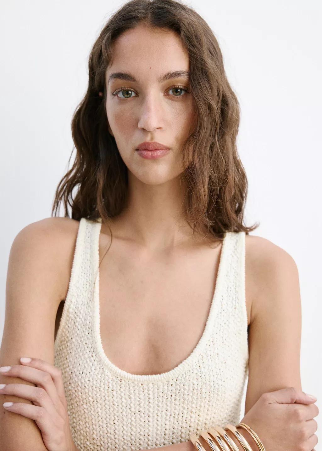LIGHT BEIGE Combined knit jumpsuit with belt, Light Beige, large image number 3