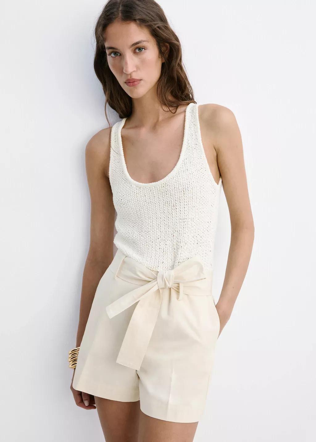 LIGHT BEIGE Combined knit jumpsuit with belt, Light Beige, large image number 4