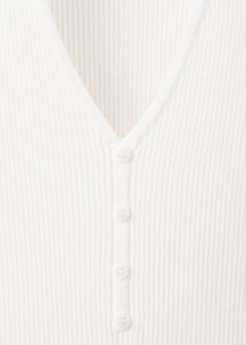 Beige Buttoned Ribbed Top, Light Beige, medium