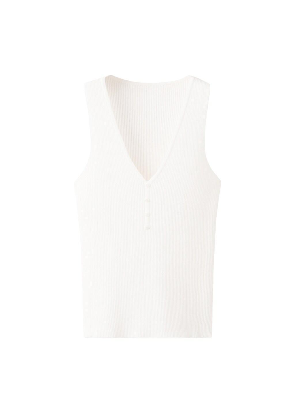 Beige Buttoned Ribbed Top, Light Beige, large image number 3