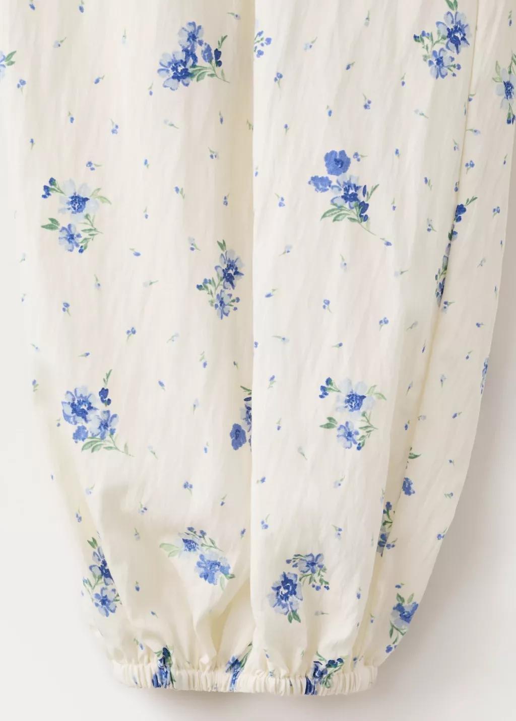 White Floral Print Baggy Trousers, White, large image number 5
