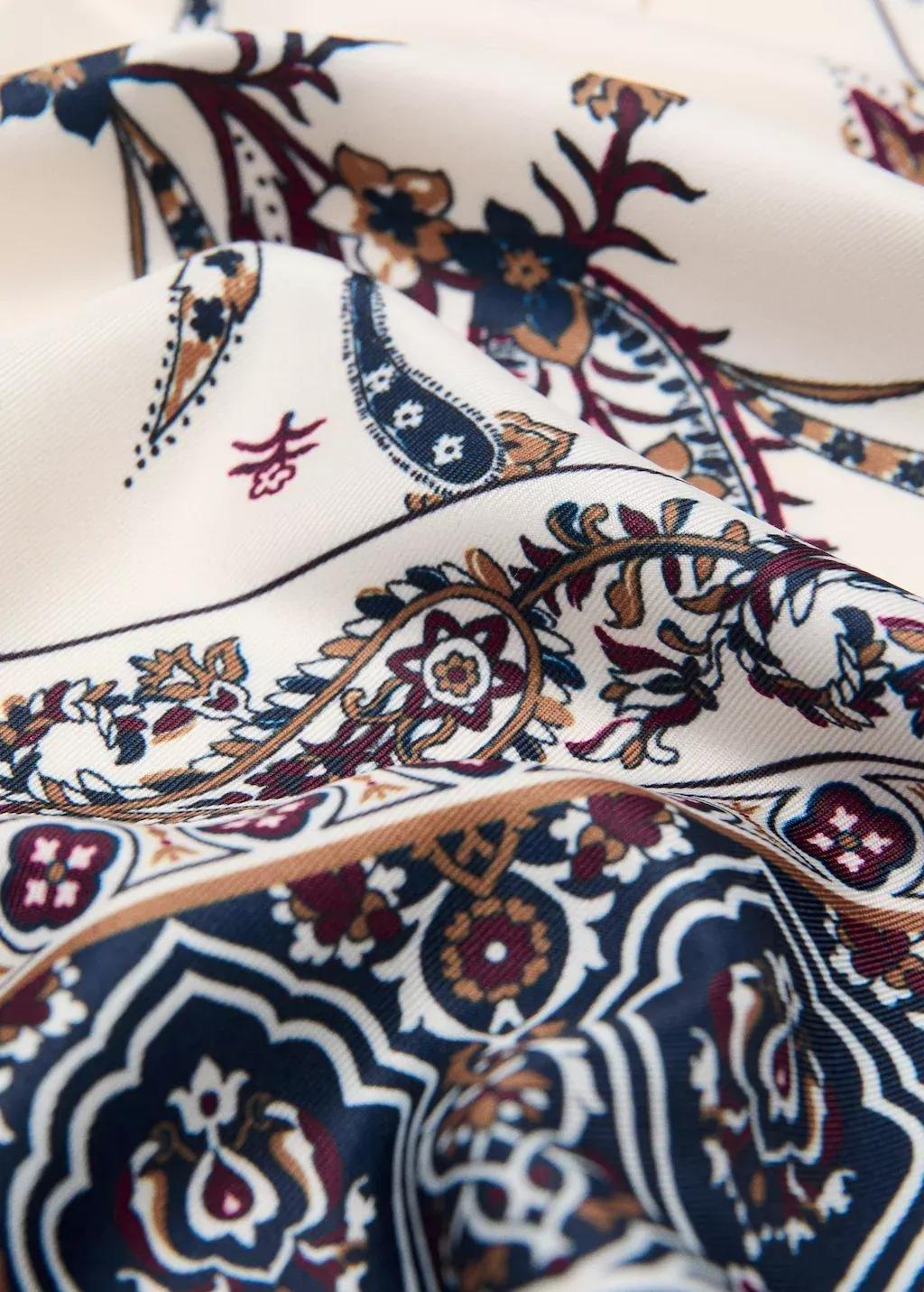 Blue Paisley Print Scarf, Navy, large image number 0