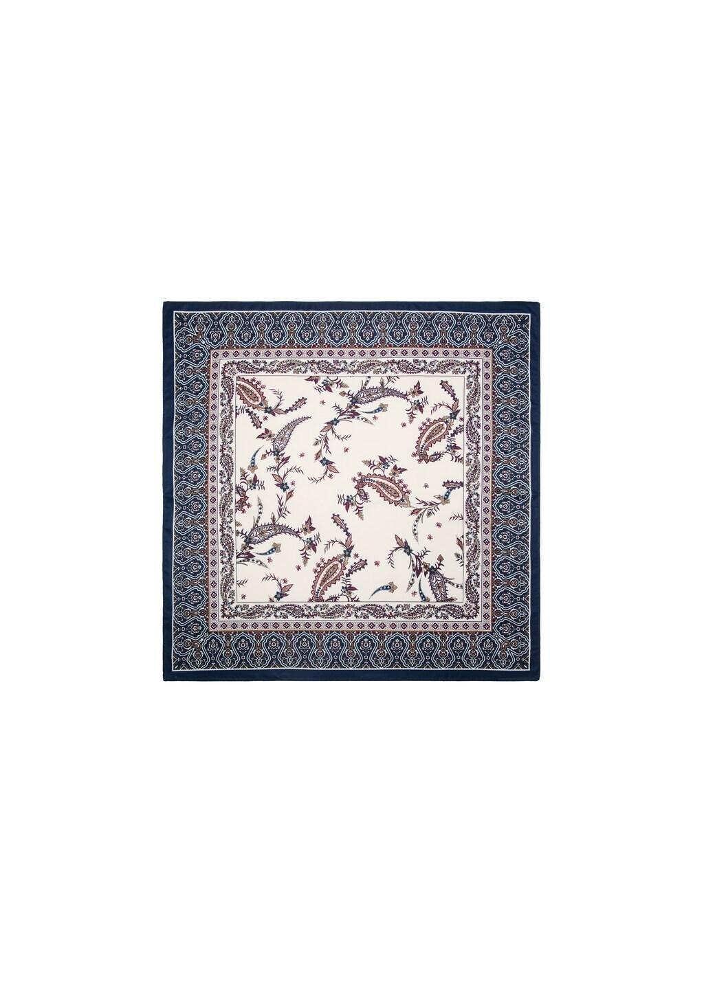 Blue Paisley Print Scarf, Navy, large image number 2