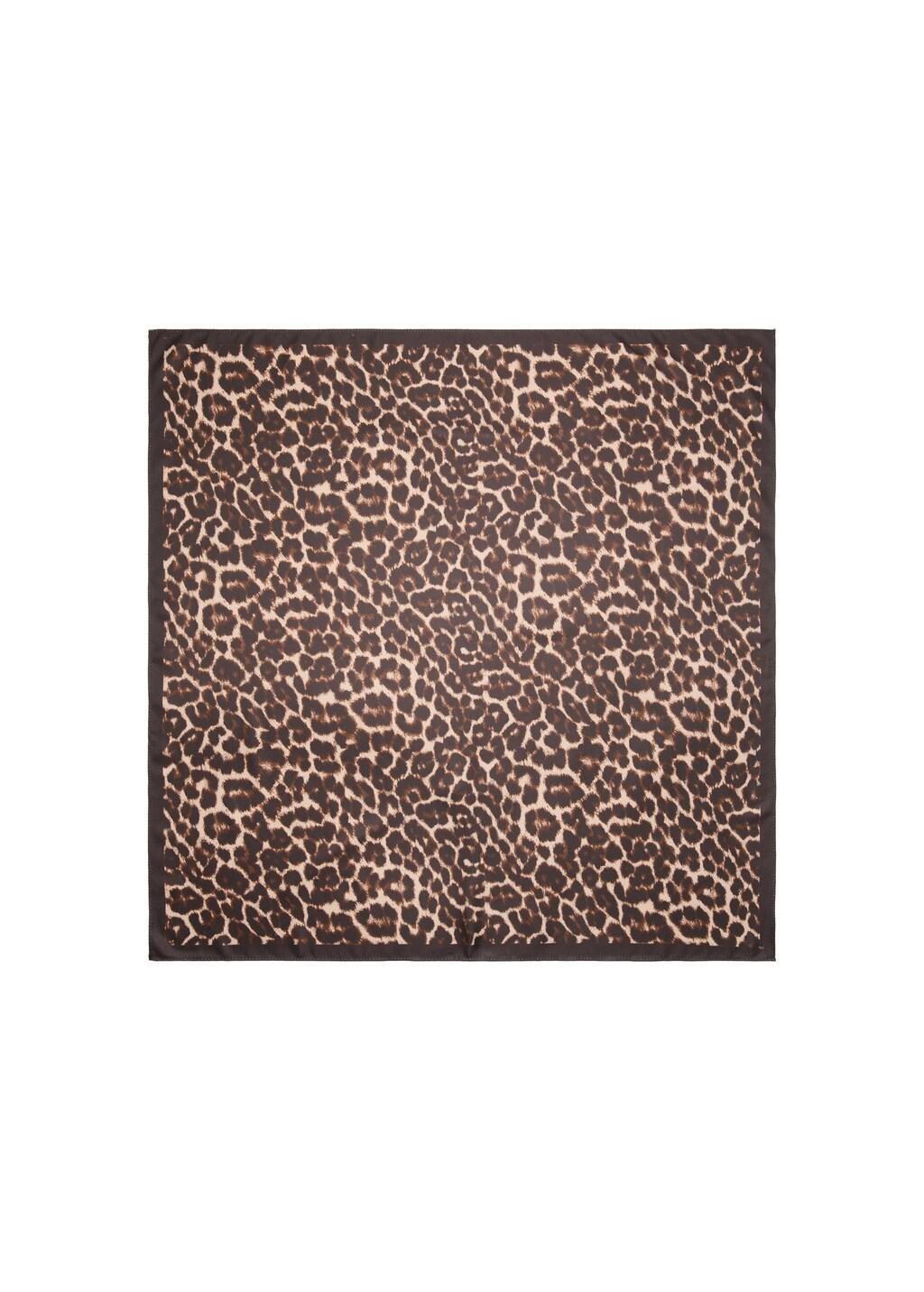 BROWN Animal print scarf, Brown, medium
