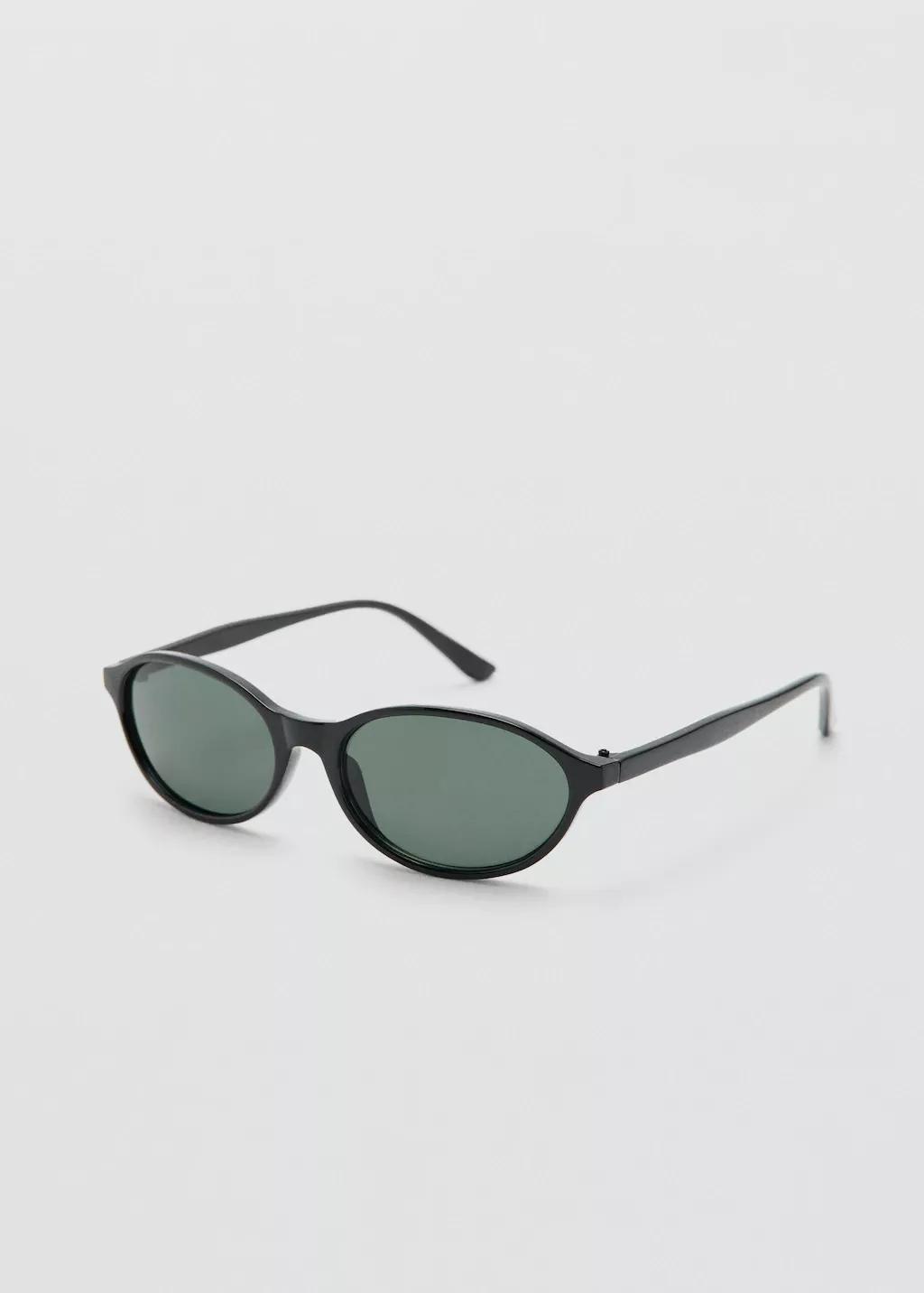 Black Rectangular-Frame Sunglasses, Black, large image number 0