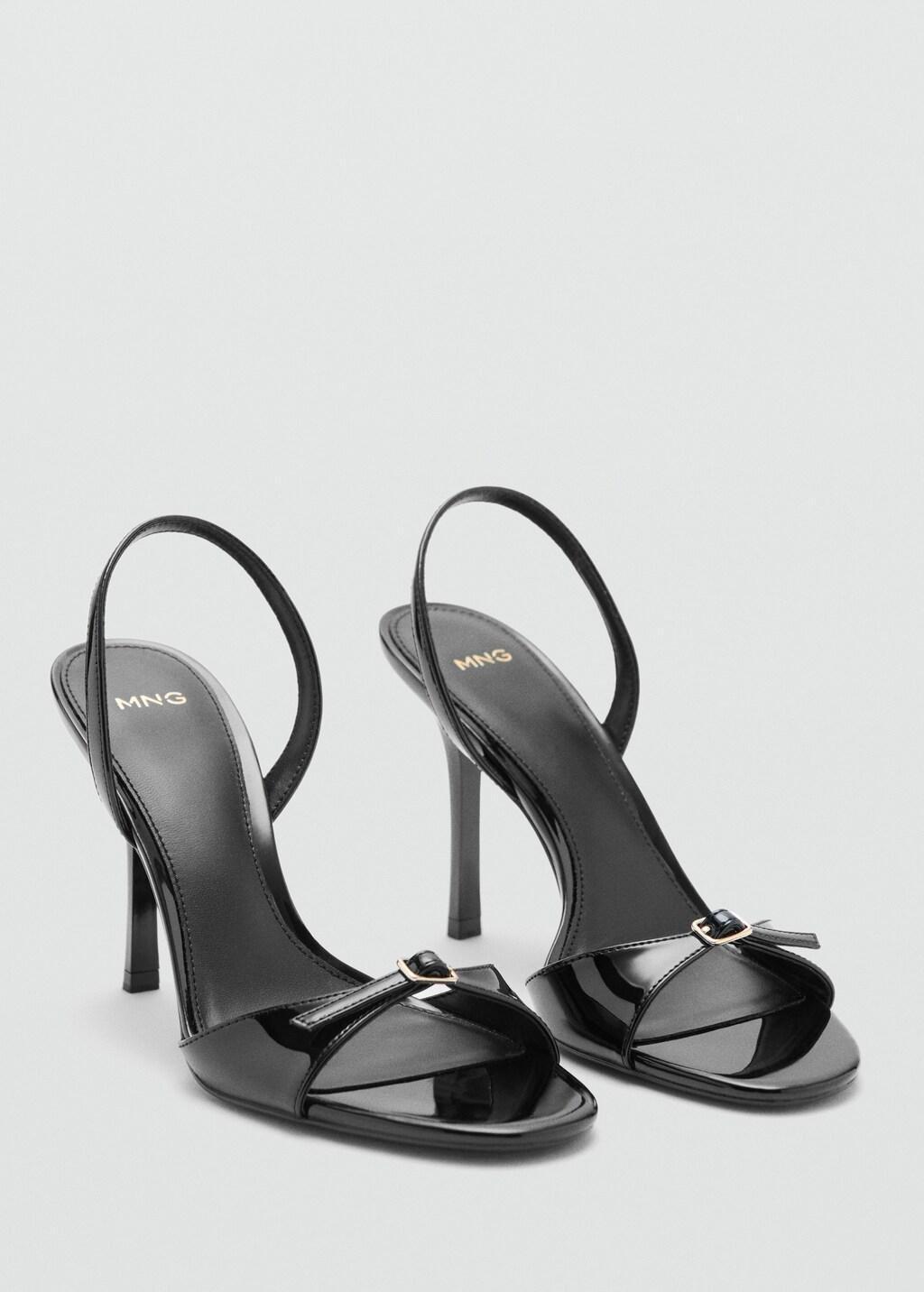 Black High-Heeled Sandals With Buckle Straps, Black, medium
