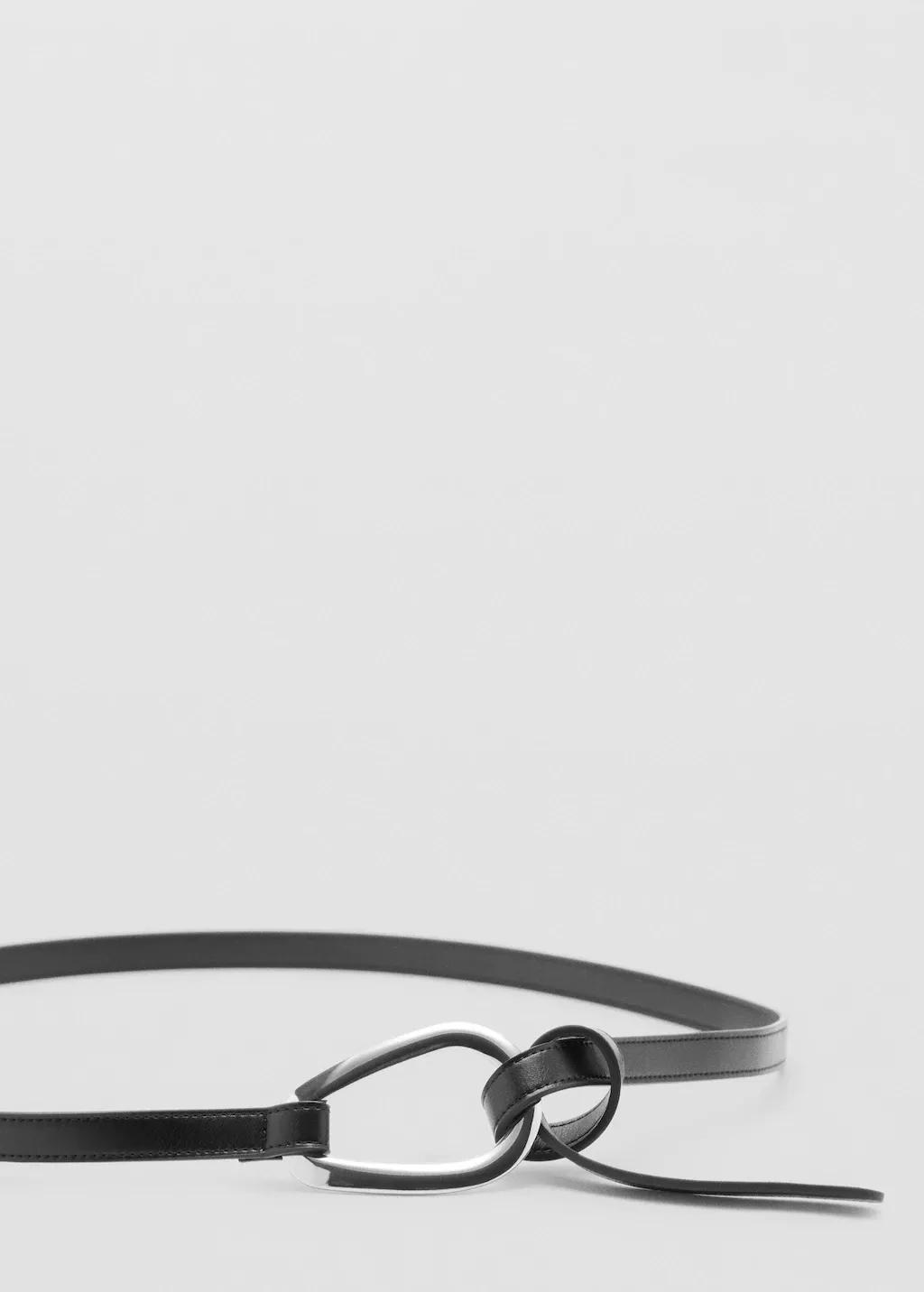 Black Thin Belt With Maxi-Buckle, Black, large image number 0