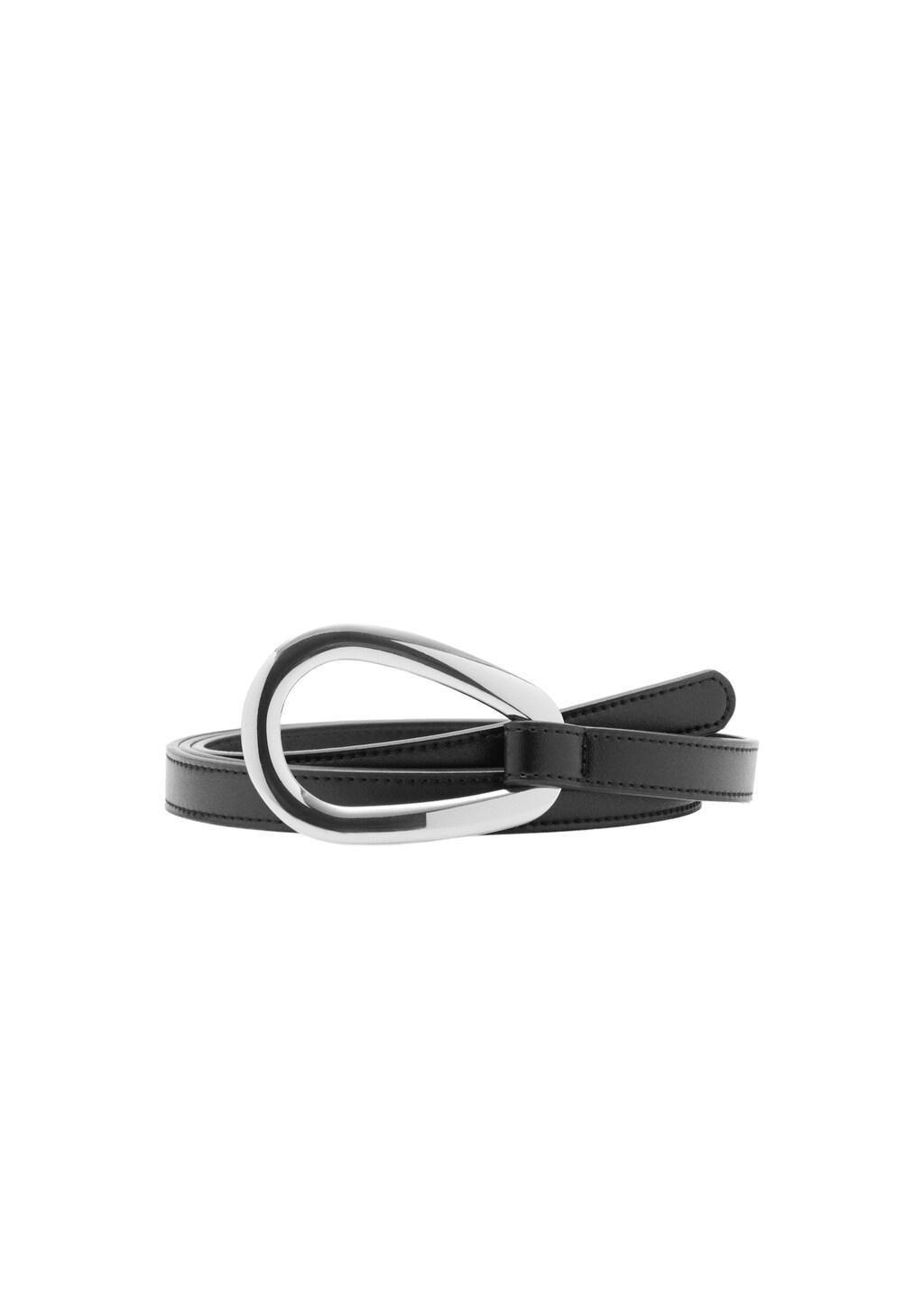 Black Thin Belt With Maxi-Buckle, Black, large image number 2