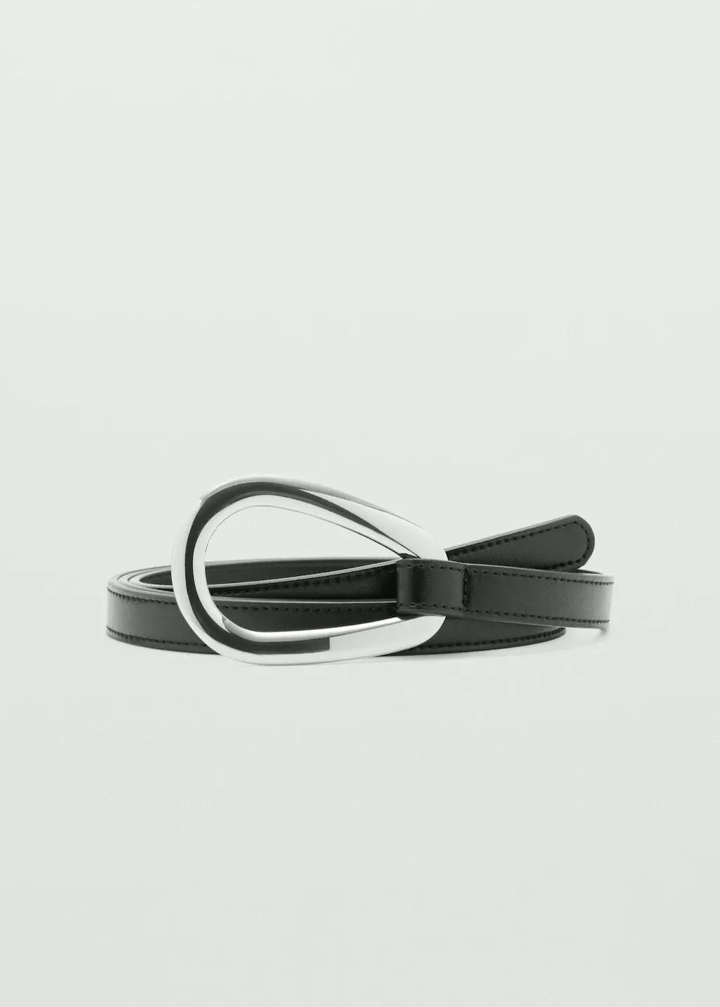 Black Thin Belt With Maxi-Buckle, Black, large image number 3