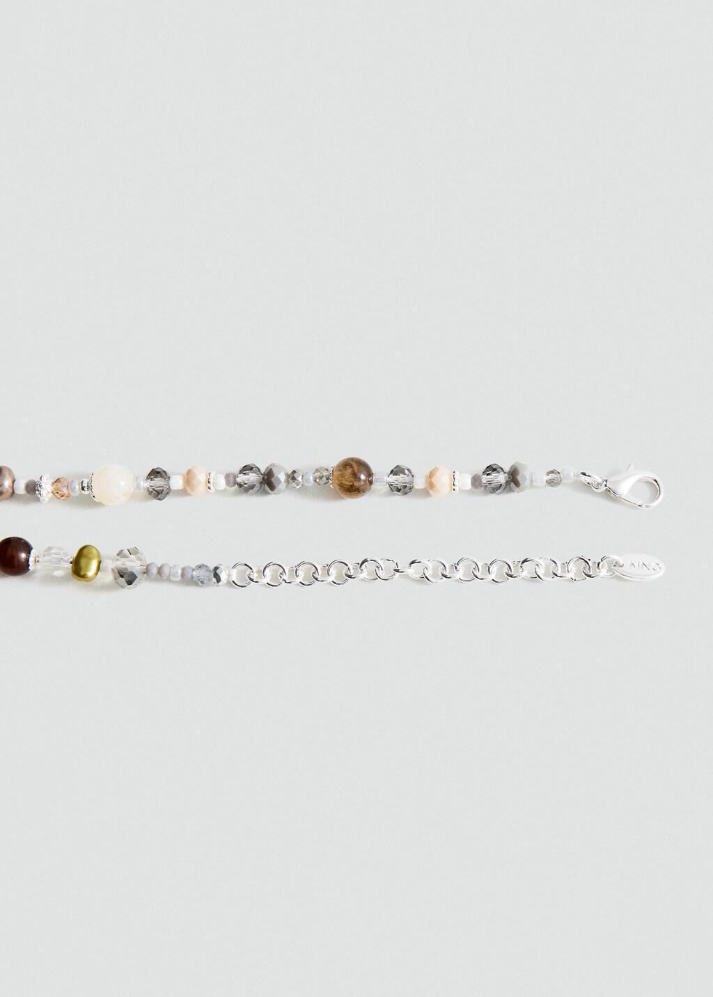 Silver Mixed Bead Necklace, Silver, medium