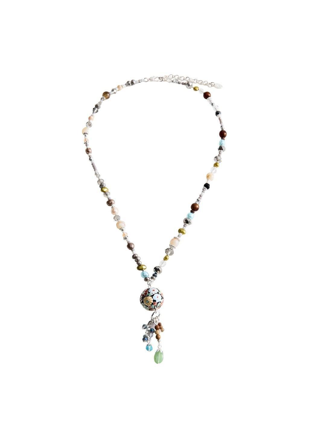 Silver Mixed Bead Necklace, Silver, medium