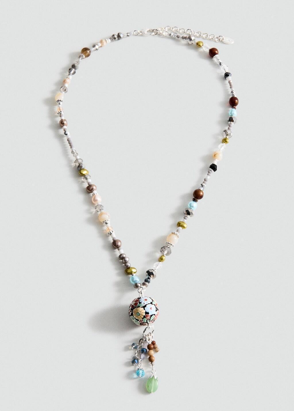 Silver Mixed Bead Necklace, Silver, large image number 3