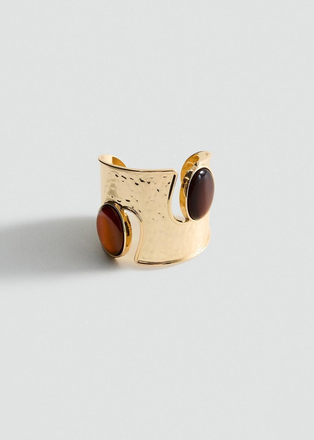 Gold Resin Cuff Bracelet, Gold, large image number 3