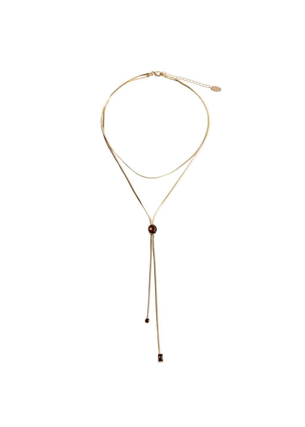 Gold Double Crystal Necklace, Gold, large image number 2
