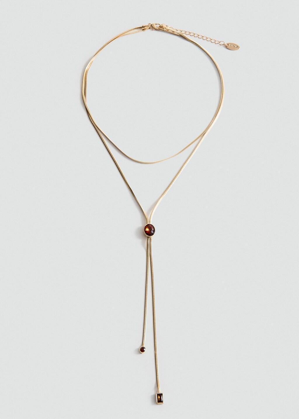 Gold Double Crystal Necklace, Gold, large image number 3