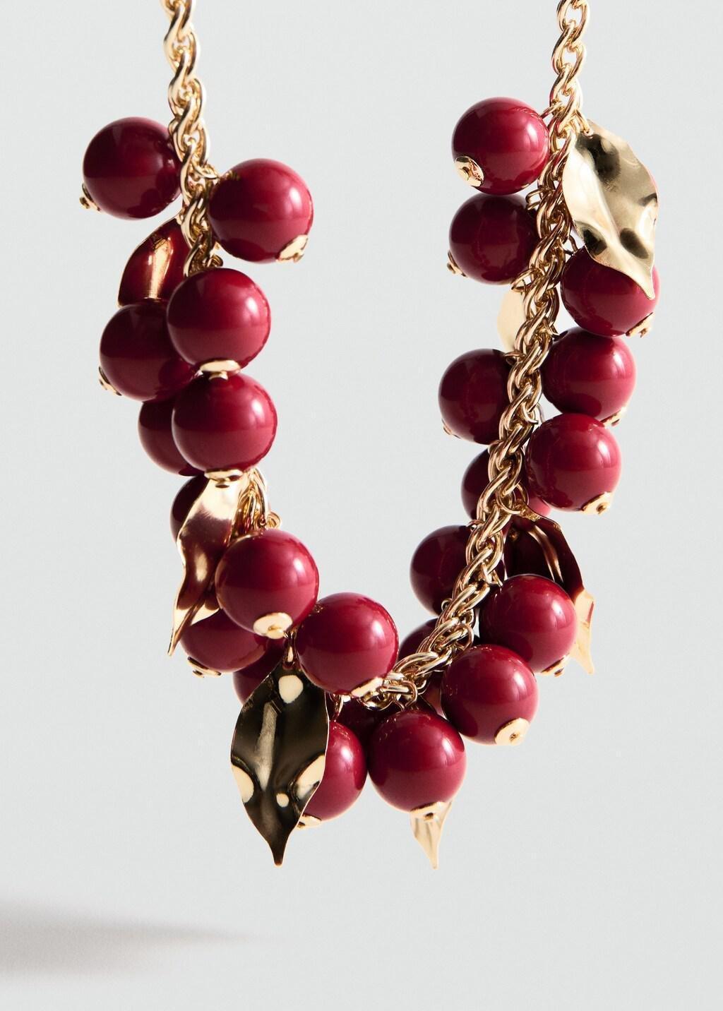 Gold Beaded Chain Necklace, Gold, medium