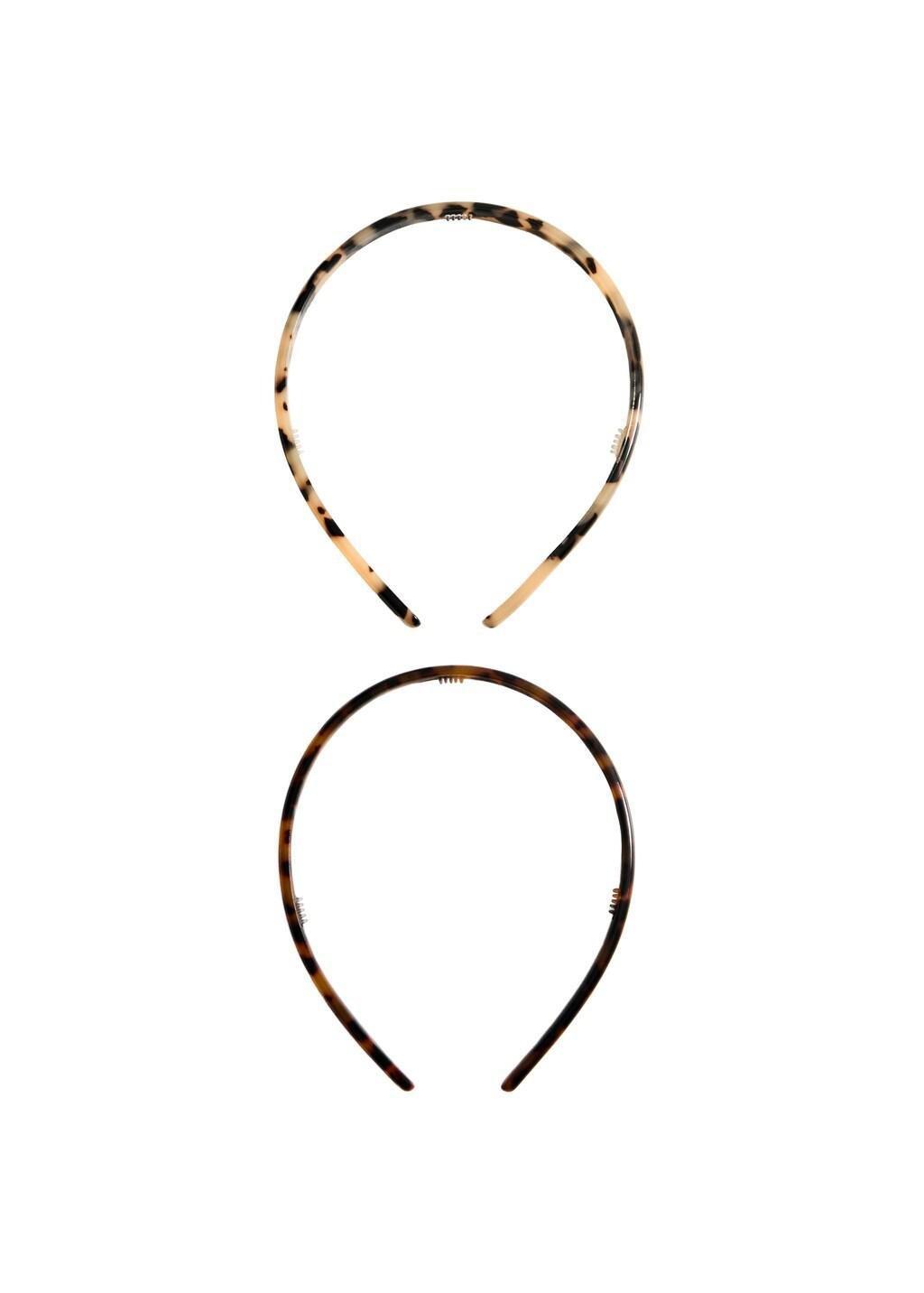 Brown Set Of 2 Rigid Headbands, Brown, large image number 1