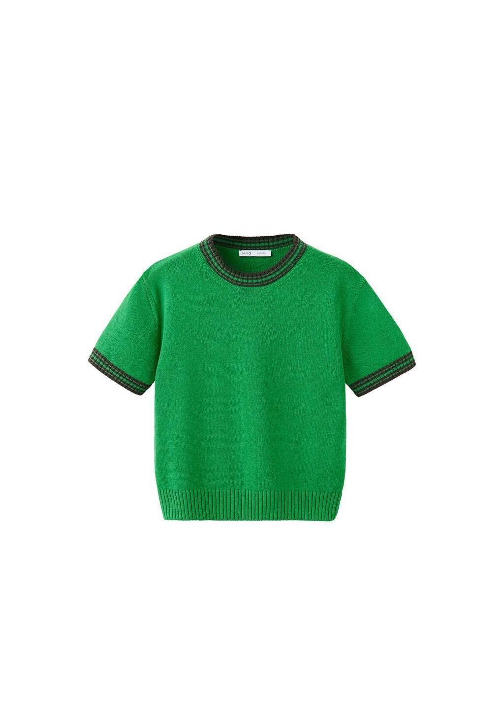 GREEN Ribbed knit jumper with contrast trims, Women, Green, large image number 4