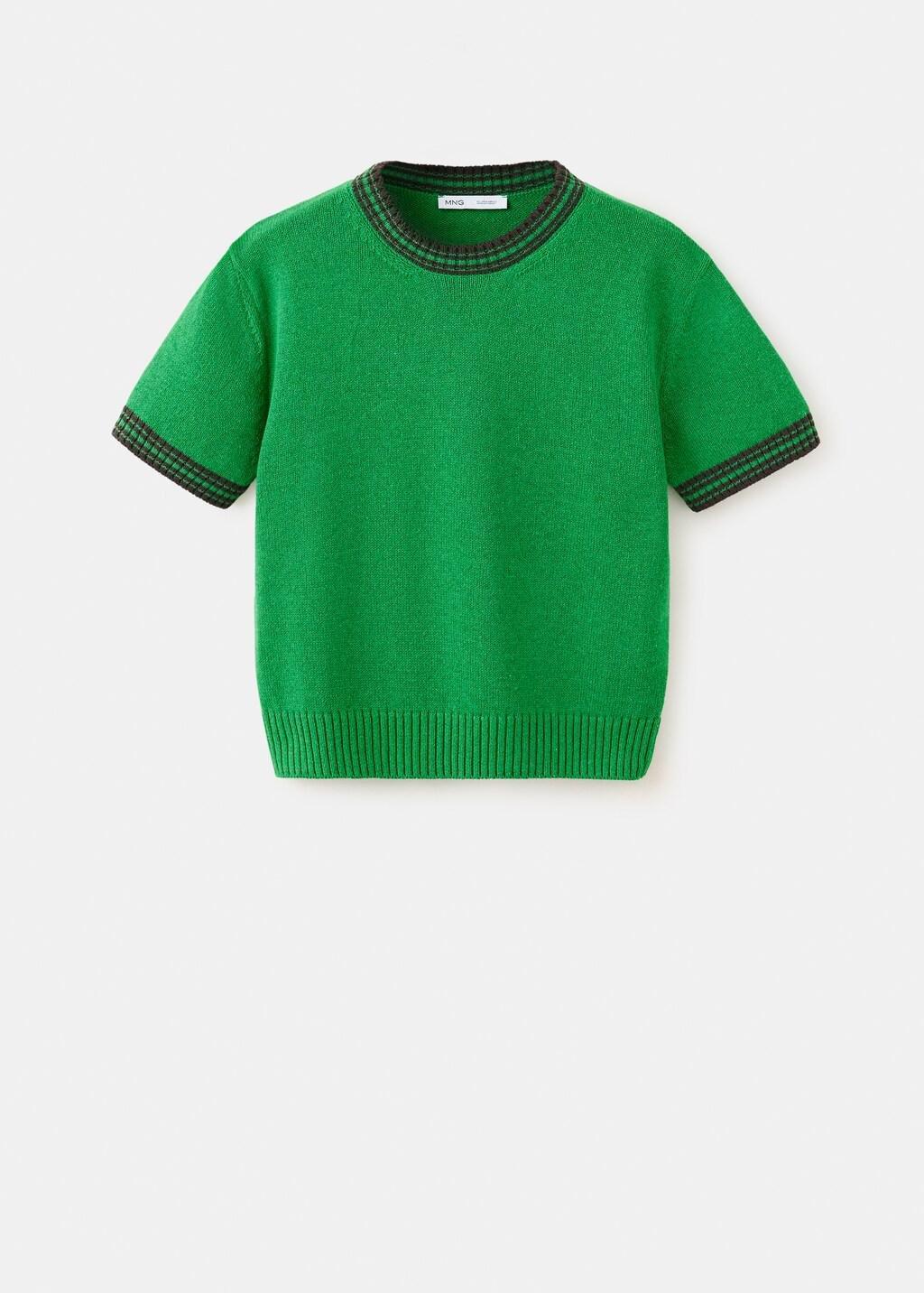 GREEN Ribbed knit jumper with contrast trims, Women, Green, large image number 5