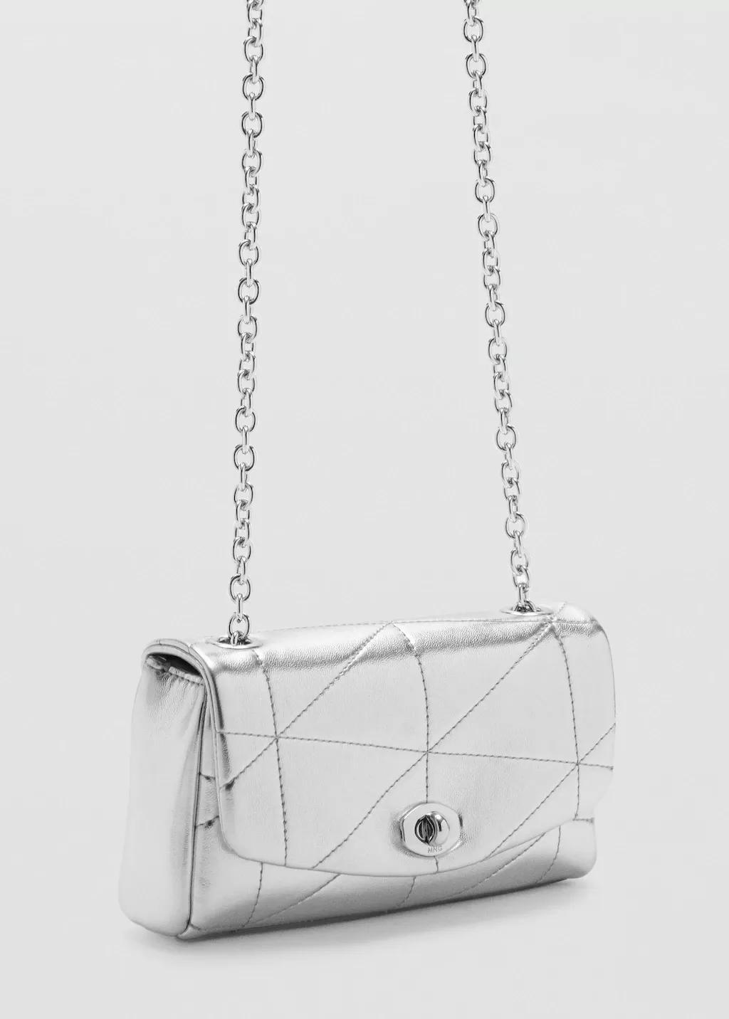 Silver Crossbody Bag With Flap, Silver, medium