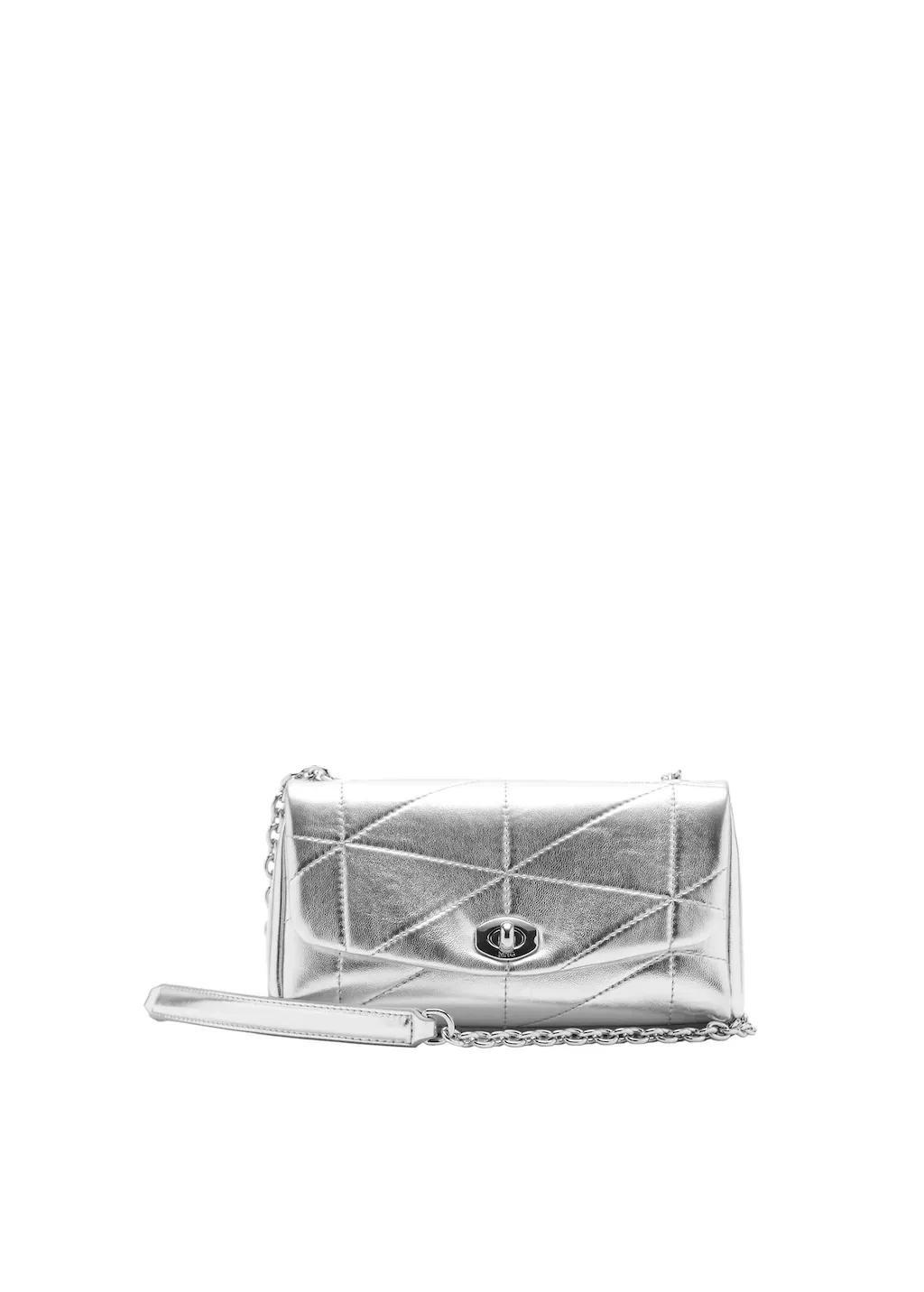Silver Crossbody Bag With Flap, Silver, large image number 2