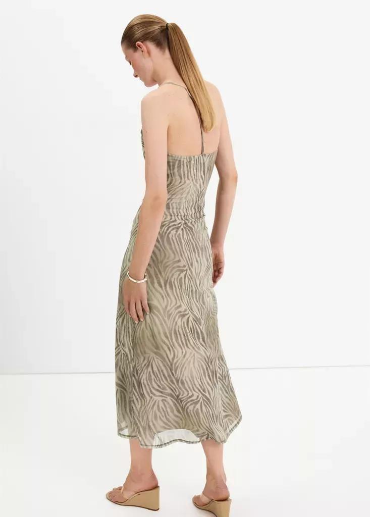 Grey Lt Pastel Draped Zebra Print Dress, Light Pastel Grey, medium