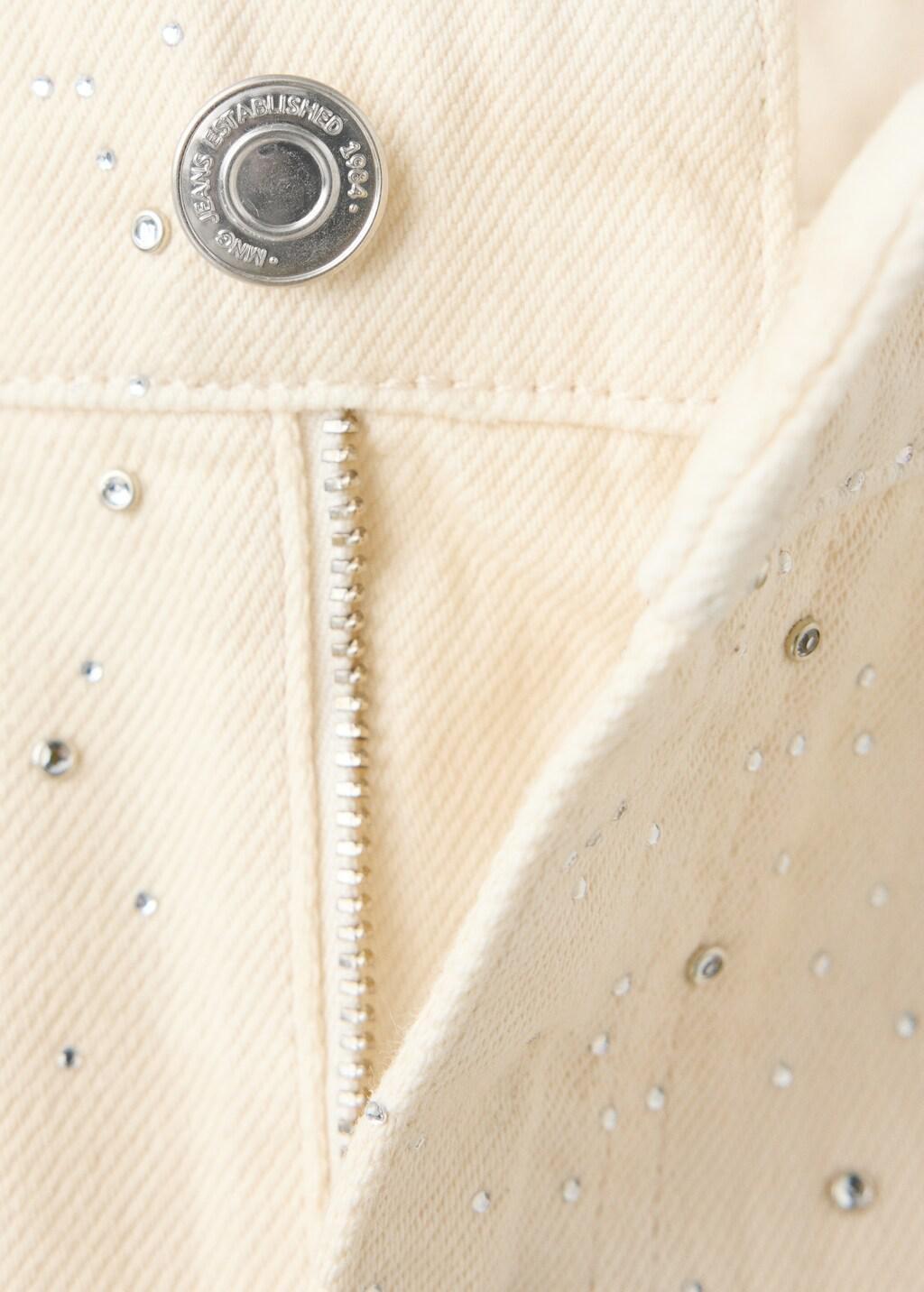 White Strass Denim Skirt, Natural White, large image number 3