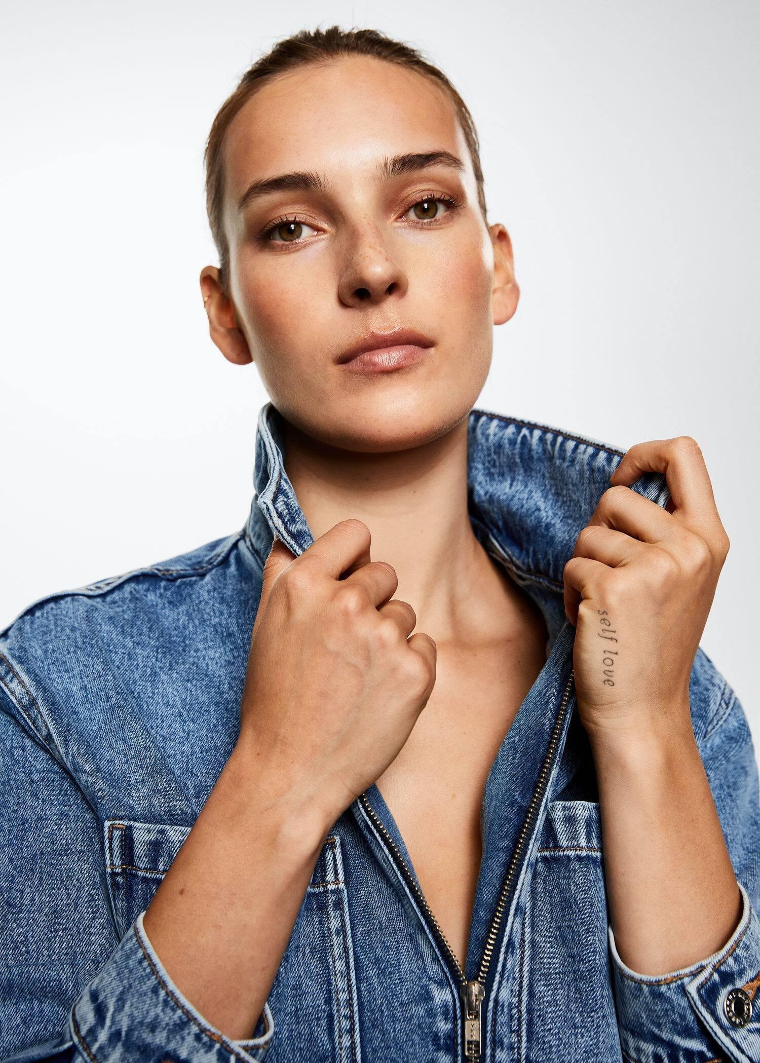 open blue Pockets denim jacket, , large image number 0