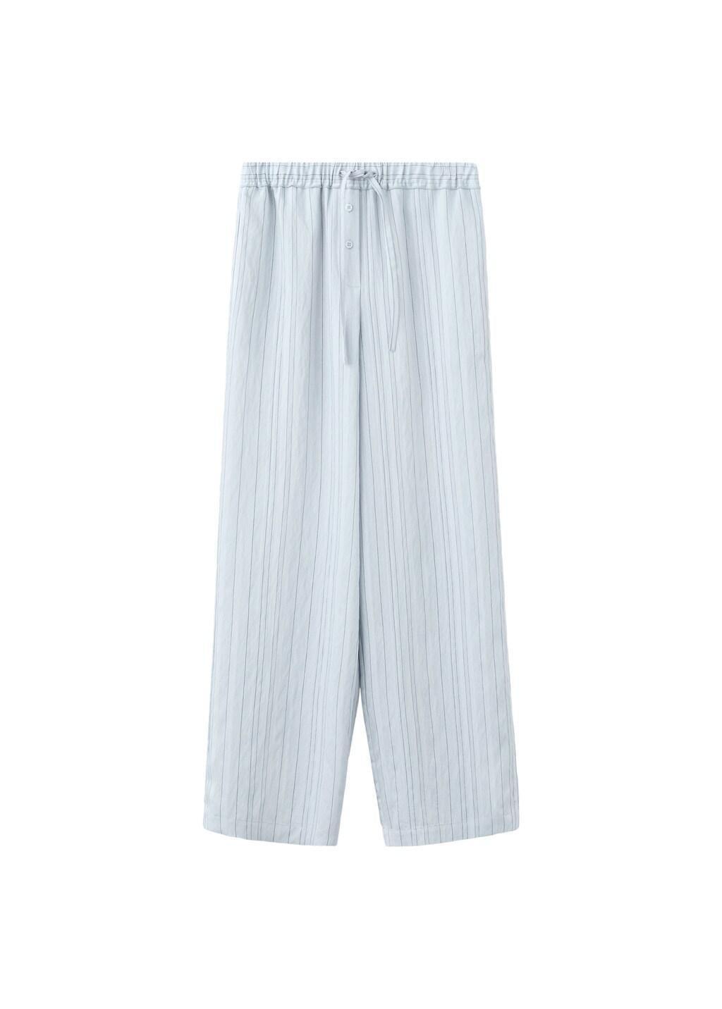 Blue Straight Striped Trousers, Medium Blue, large image number 5