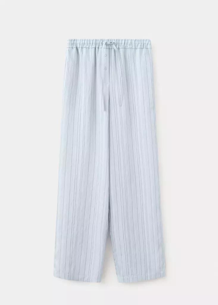Blue Straight Striped Trousers, Medium Blue, large image number 6