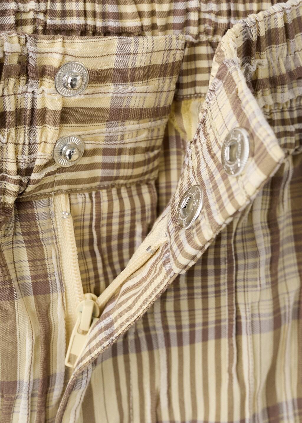 Brown Straight Checked Shorts, Brown, large image number 1