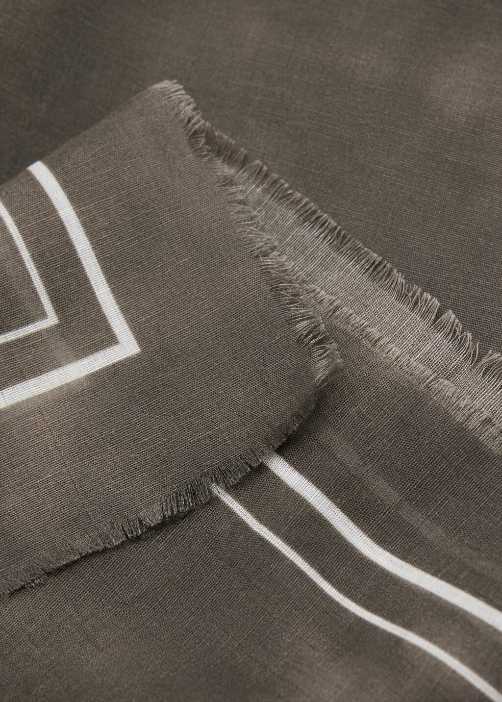 Brown Modal Cotton Printed Foulard, Brown, large image number 0