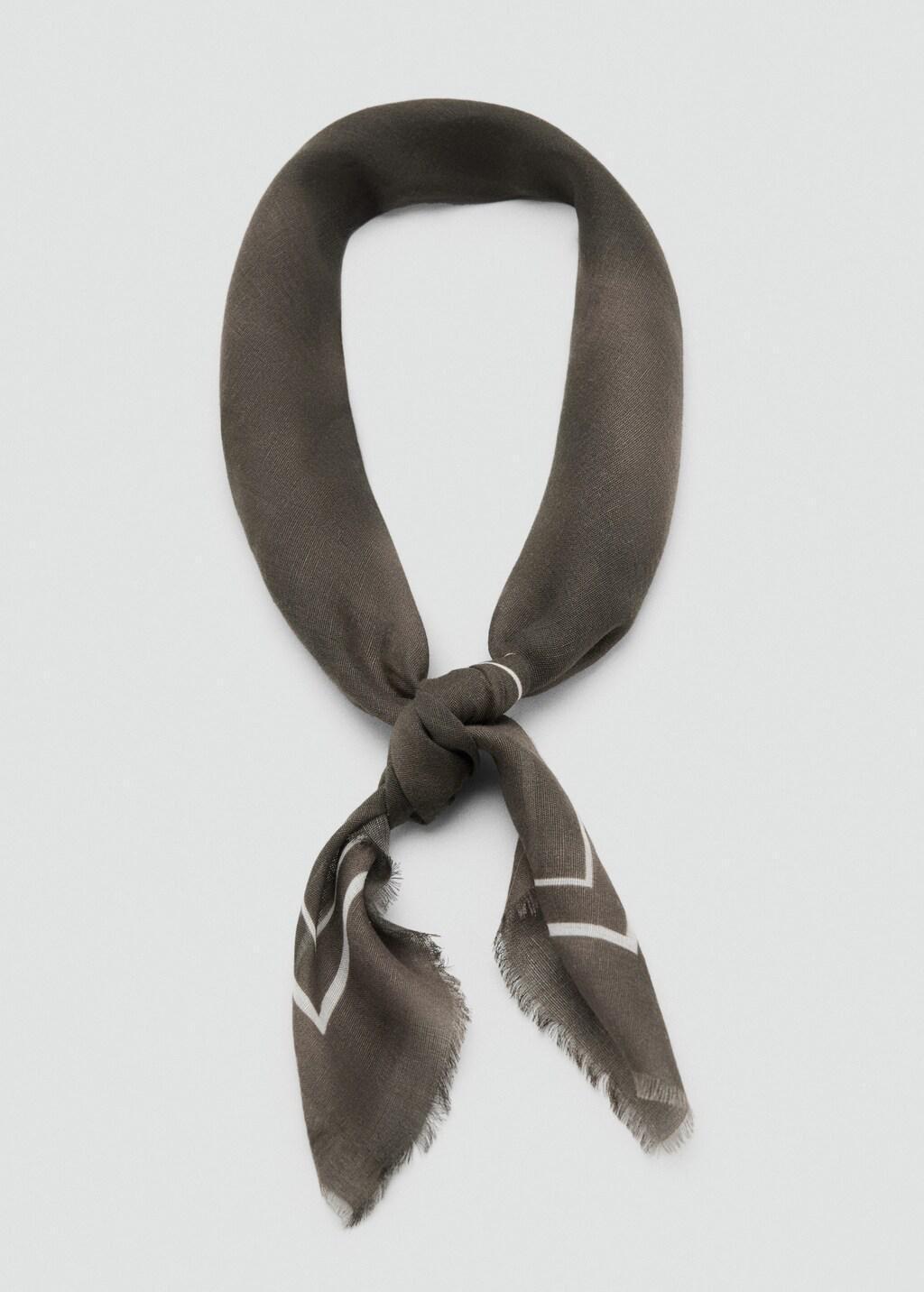 Brown Modal Cotton Printed Foulard, Brown, medium