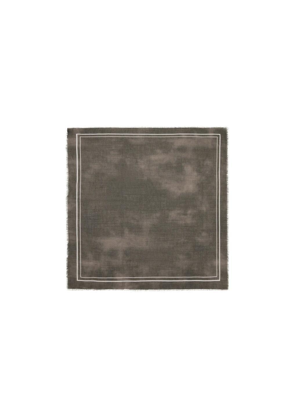 Brown Modal Cotton Printed Foulard, Brown, large image number 2