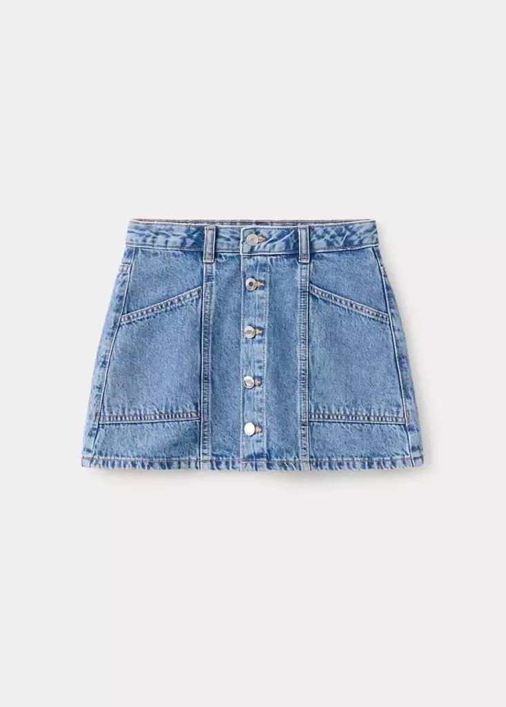 Blue Denim Skirt With Buttons, Kids Girls, Open Blue, large image number 2