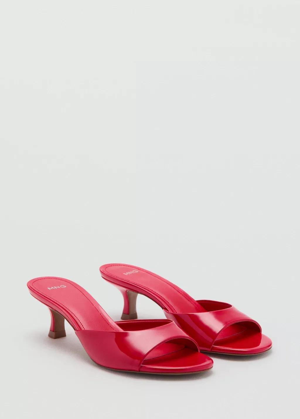Red Kitten-Heel Sandals With Strap, Red, large image number 0