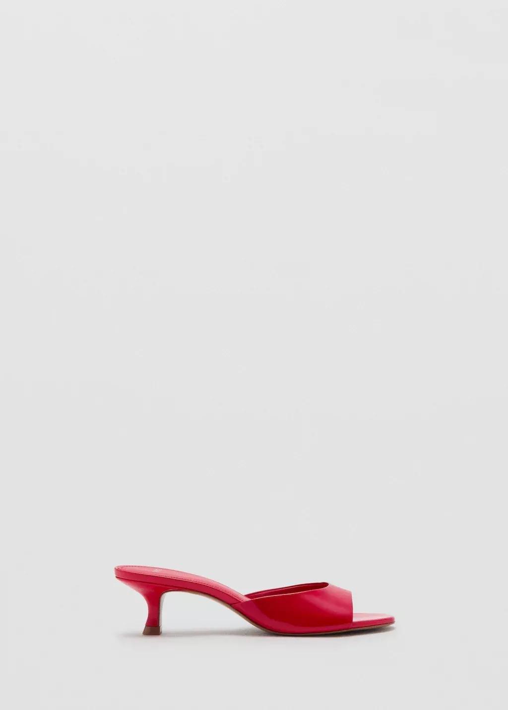 Red Kitten-Heel Sandals With Strap, Red, large image number 3