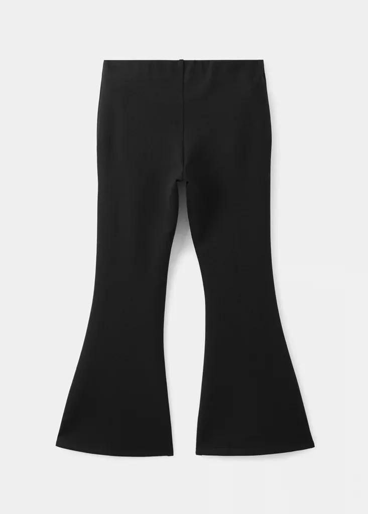 Black Flared Seam Leggings, Kids Girls, Black, medium
