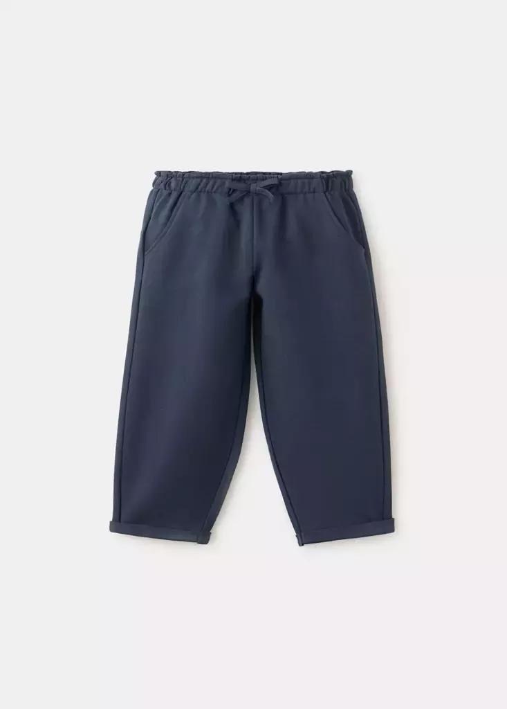 Navy Cotton Drawstring Joggers, Baby Girls, Navy, large image number 0