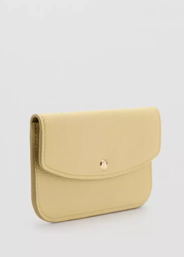 Yellow Wallet With Button Flap, Yellow, medium