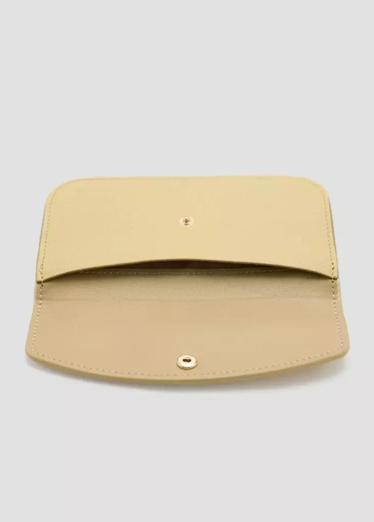 Yellow Wallet With Button Flap, Yellow, medium
