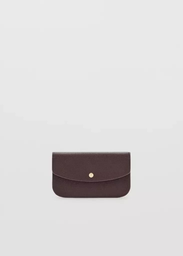 Brown Wallet With Button Flap, Dark Brown, large image number 0