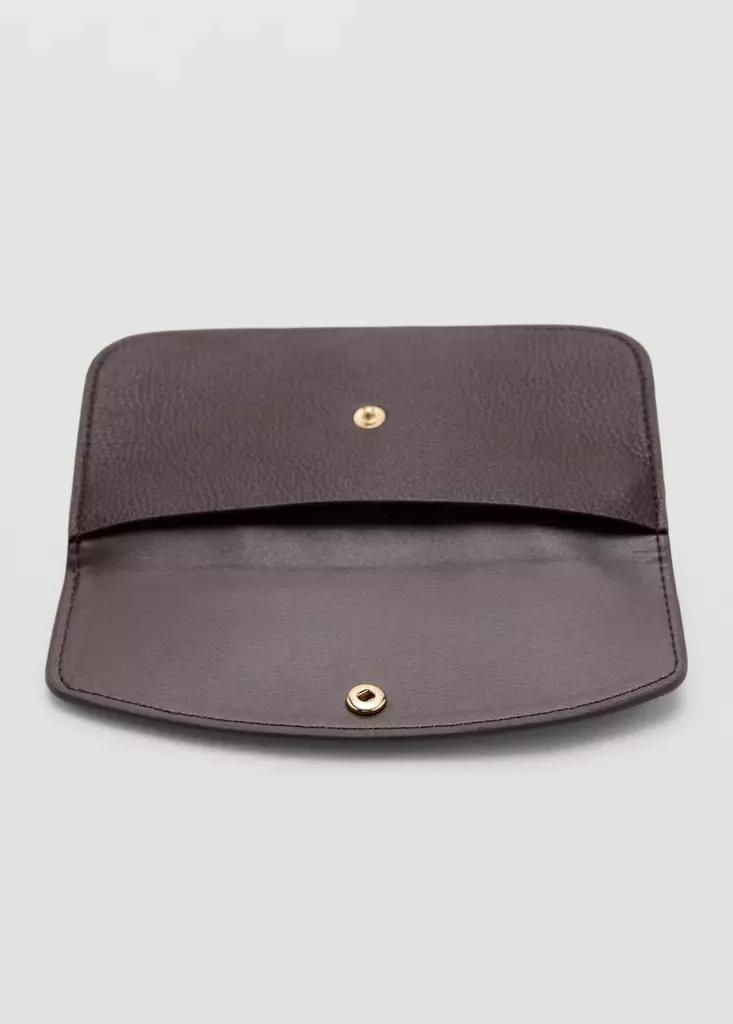 Brown Wallet With Button Flap, Dark Brown, large image number 2