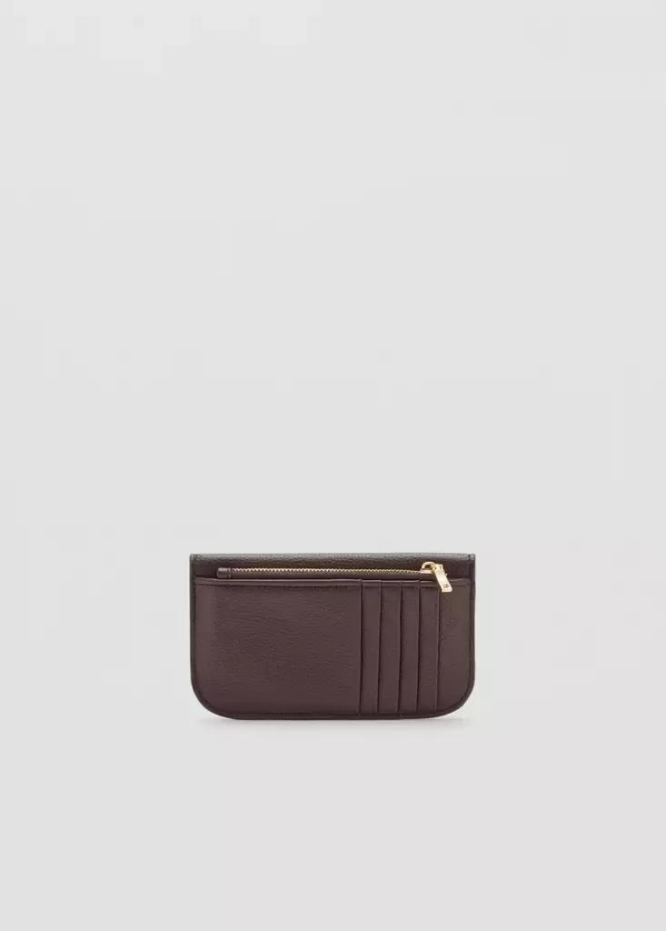 Brown Wallet With Button Flap, Dark Brown, large image number 3